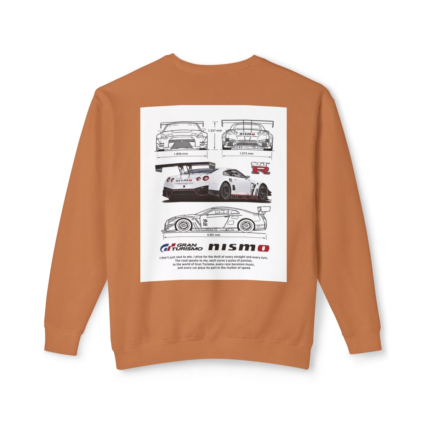 Racing Blueprint Crewneck Sweatshirt — NISMO GT-R Technical Sketch Back