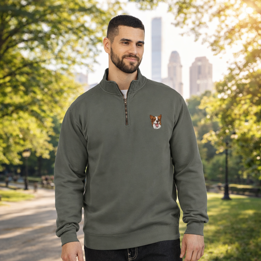 Embroidered Australian Shepherd Quarter‑Zip Sweatshirt — Cozy Dog Lover Pullover