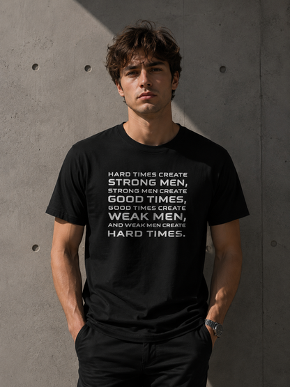 Hard Times Create Strong Men Quote T-Shirt