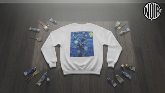 Calm Is a Weapon Sweatshirt — Starry Night Rose Graphic Crewneck